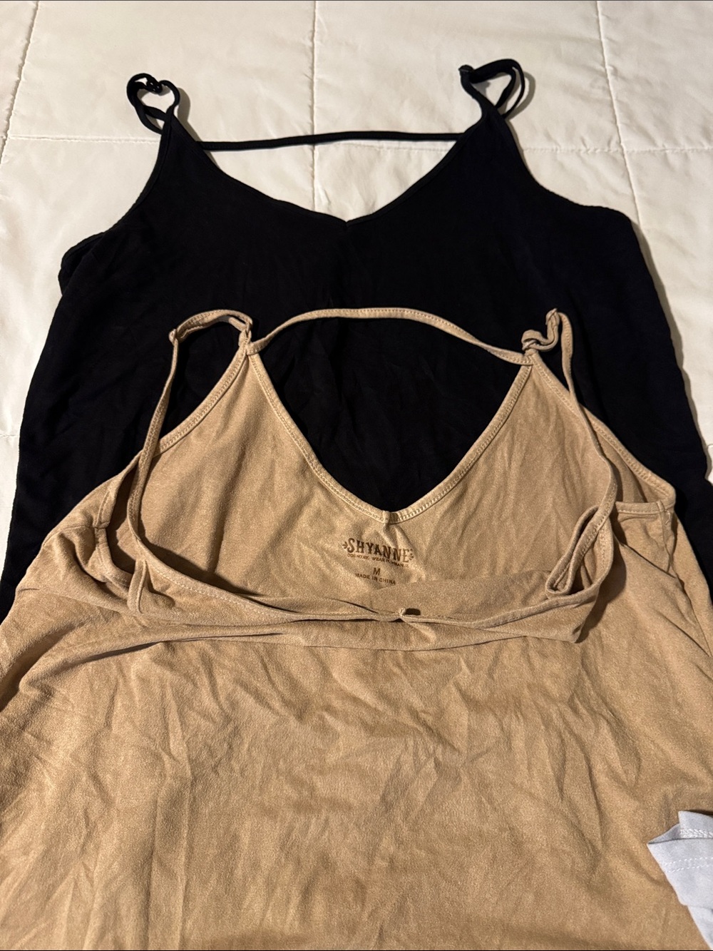 Shyanne Women’s Beige and Black Double Pack Spaghetti Strap Camisoles